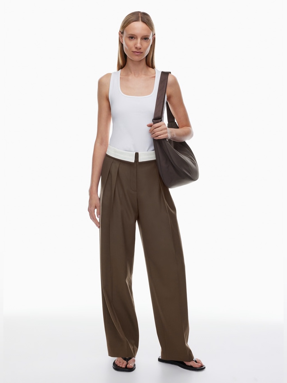 Aritzia Babaton Wool Twill Mid-Rise Bureau Pant - Espresso